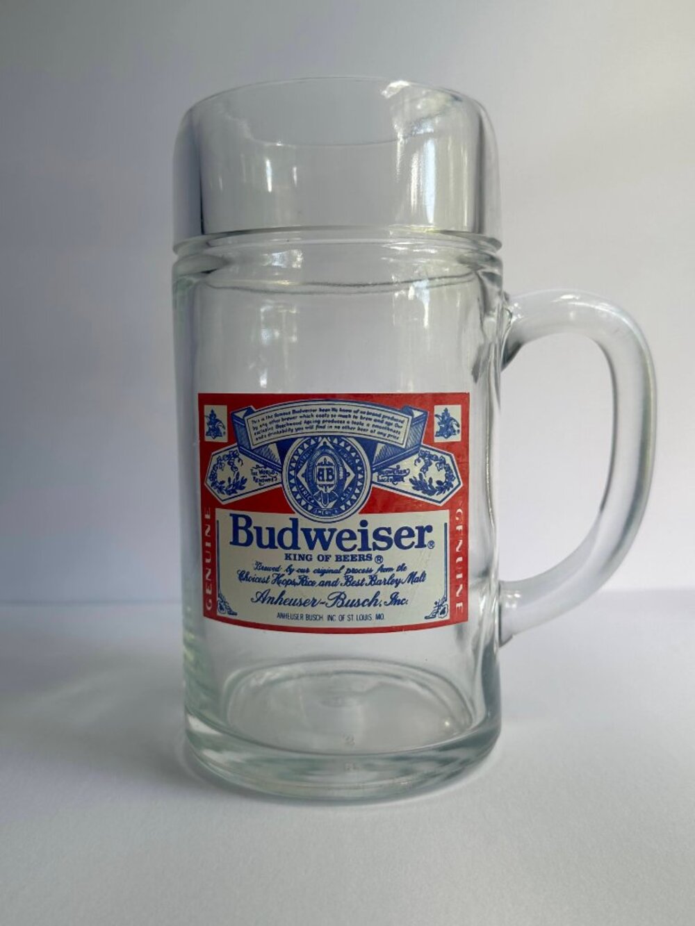 Vintage Budweiser 1 Liter Glass Beer Stein Mug | Heavy Glass Breweriana